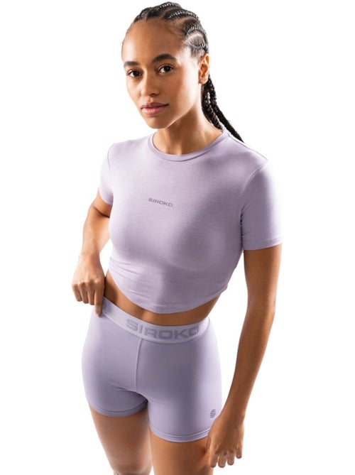Dames fitness crop top met korte mouwen - Kiabi