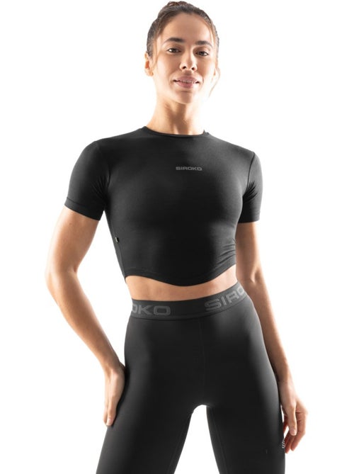 Dames fitness crop top met korte mouwen - Kiabi
