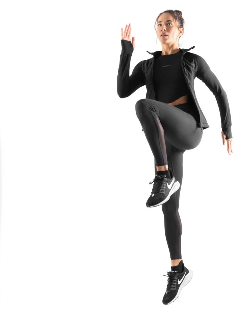 Dames fitness crop top met korte mouwen Zwart - Kiabi