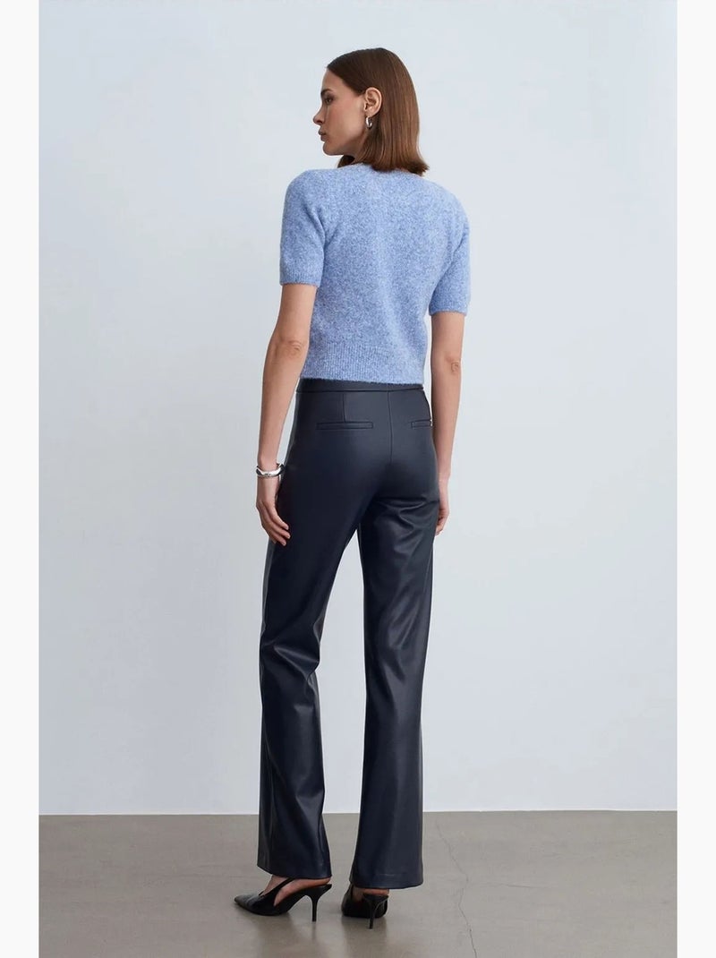 Dames flared broek van imitatieleer dilvin Marineblauw - Kiabi