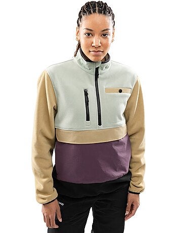 Dames fleece trui met halve rits