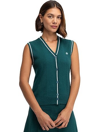 Dames gebreid golfvest met v-hals