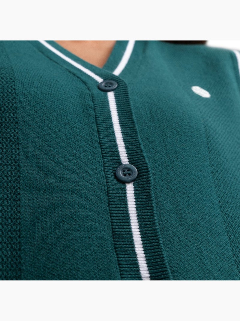 Dames gebreid golfvest met v-hals Groen - Kiabi