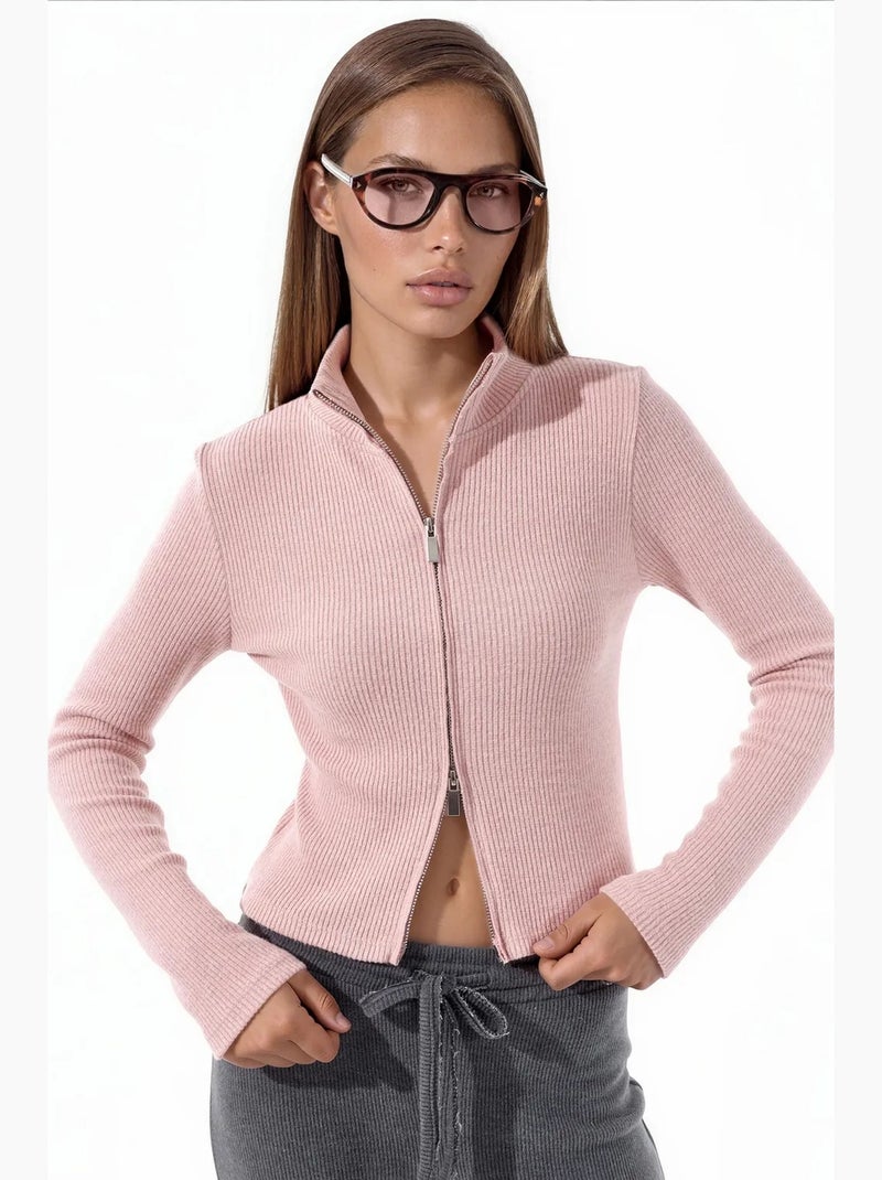 Dames gebreid vest busem Roze - Kiabi