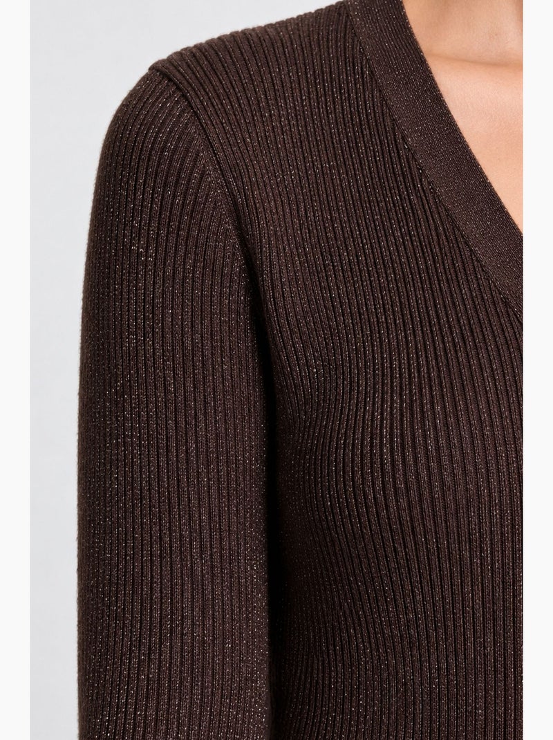 Dames gebreid vest istanbul Chocoladebruin - Kiabi