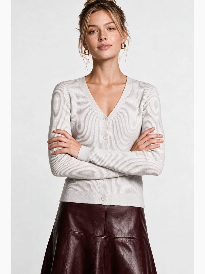 Dames gebreid vest istanbul Gebroken wit - Kiabi