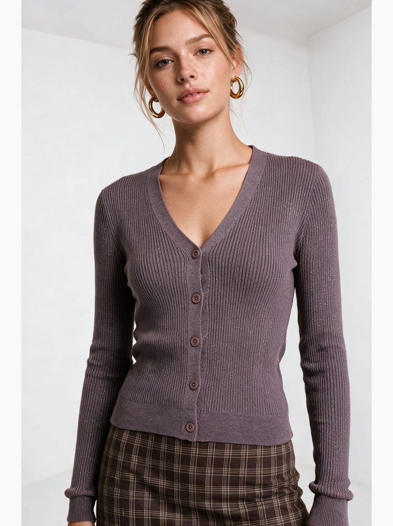 Dames gebreid vest istanbul Mauve - Kiabi