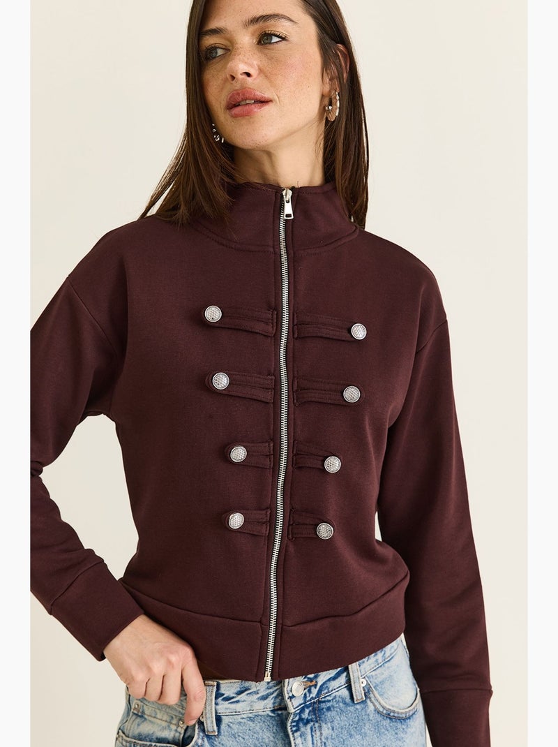 Dames gebreid vest lucci Bordeauxrood - Kiabi
