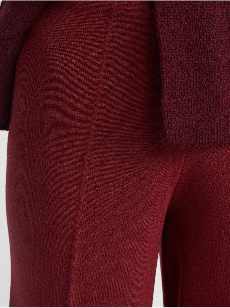 Dames gebreide broek met wijde pijp dilvin Bordeauxrood - Kiabi