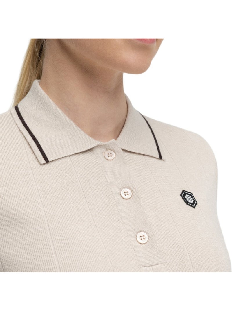 Dames gebreide golfpolo Beige - Kiabi