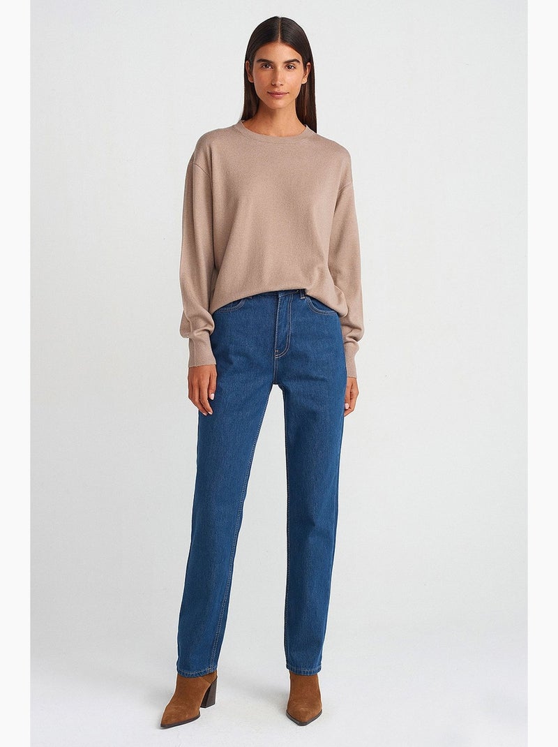 Dames gebreide trui dilvin Klei-beige - Kiabi