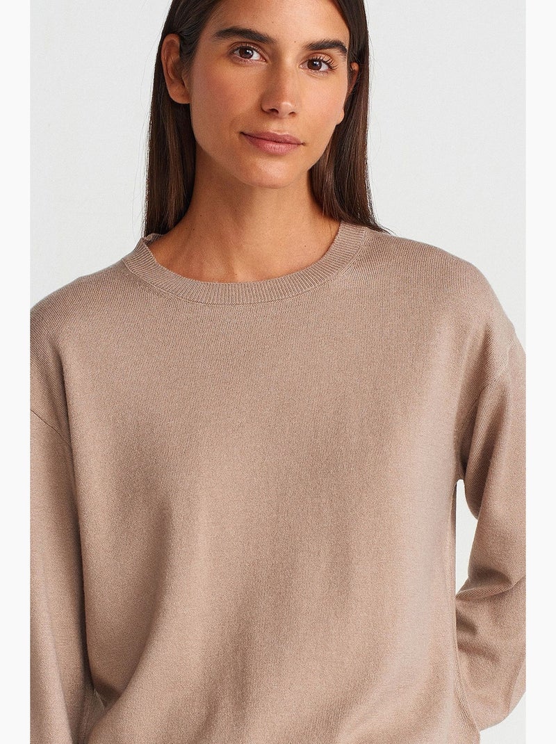 Dames gebreide trui dilvin Klei-beige - Kiabi
