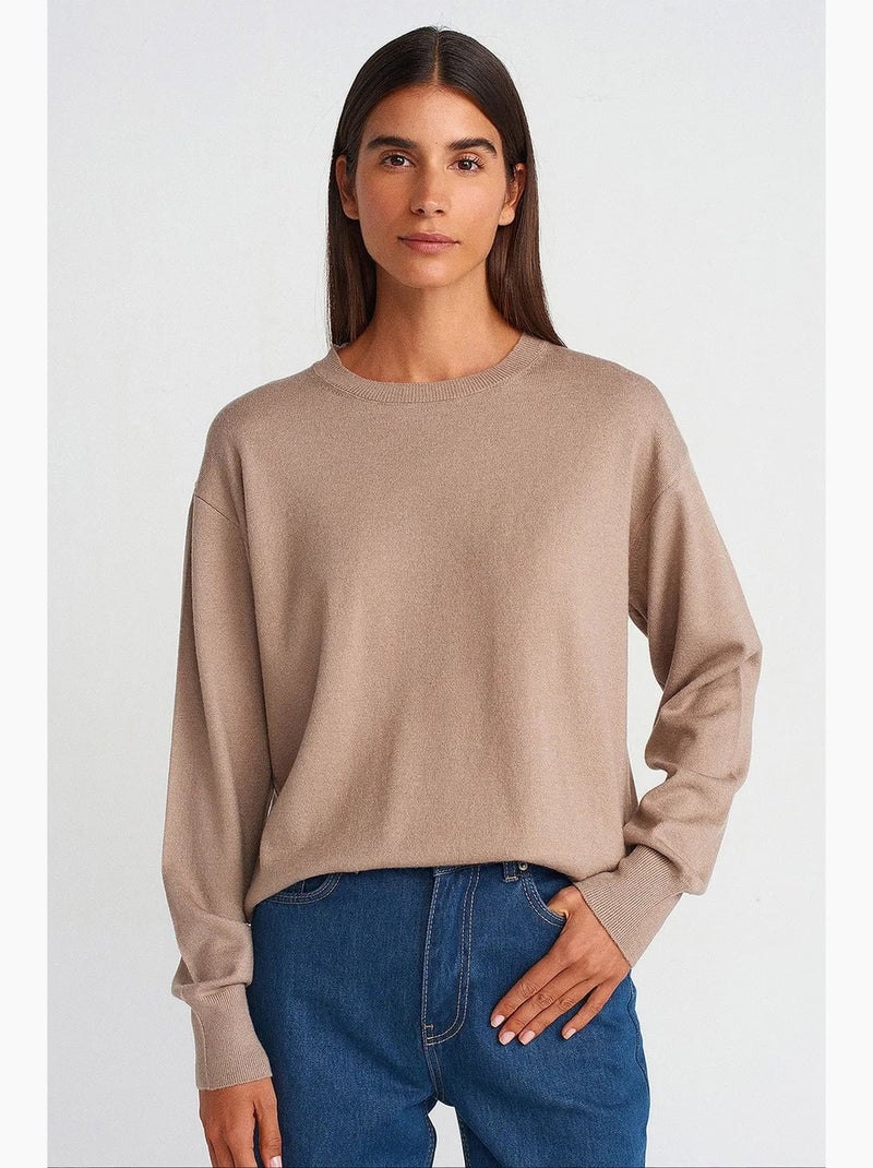 Dames gebreide trui dilvin Klei-beige - Kiabi