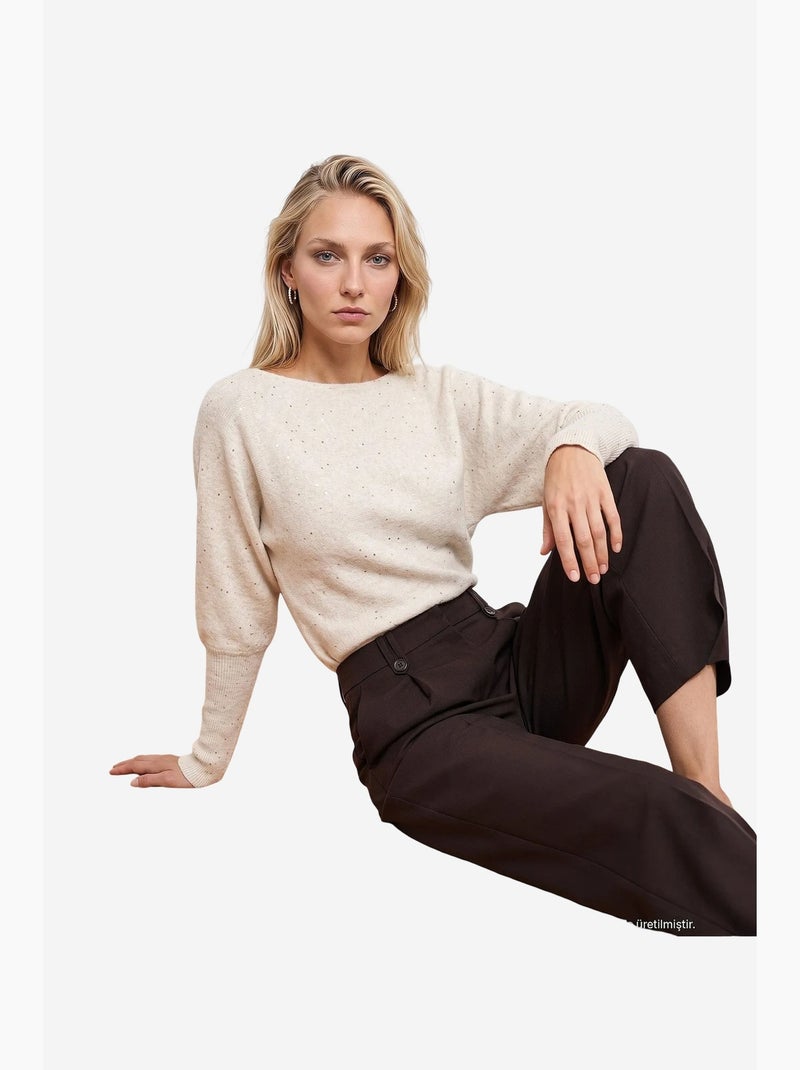 Dames gebreide trui dilvin Natuurlijk beige - Kiabi