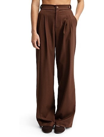 Dames geplooide broek met wijde pijpen