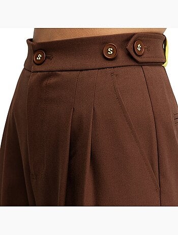 Dames geplooide broek met wijde pijpen