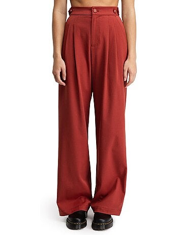Dames geplooide broek met wijde pijpen