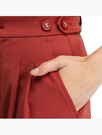 Dames geplooide broek met wijde pijpen