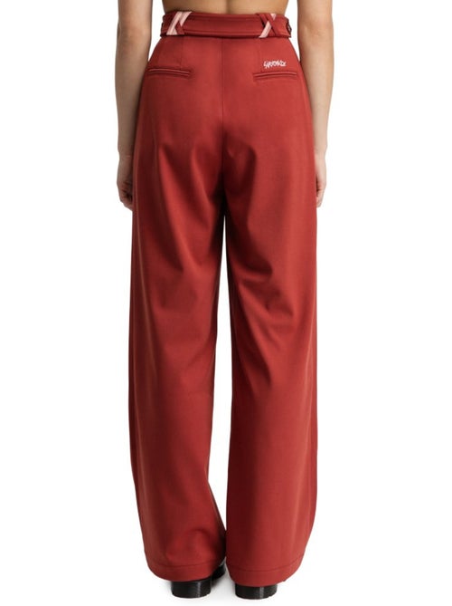 Dames geplooide broek met wijde pijpen - Kiabi
