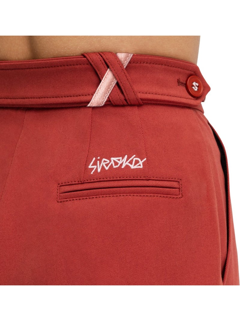 Dames geplooide broek met wijde pijpen Rood - Kiabi