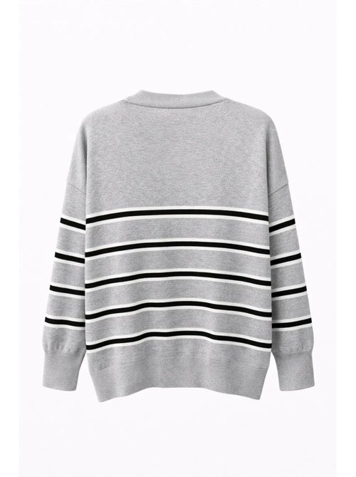 Dames gestreepte v-hals cardigan mixray - Kiabi