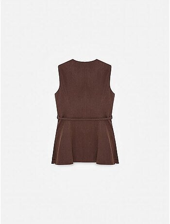 Dames gilet van tencelpopeline met strikceintuur dilvin