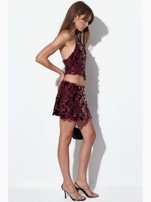 Dames halter crop top met pailletten busem - Kiabi