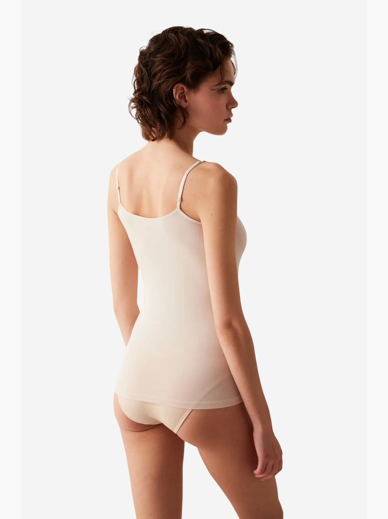 Dames hemdje met smalle bandjes penti Klei-beige - Kiabi