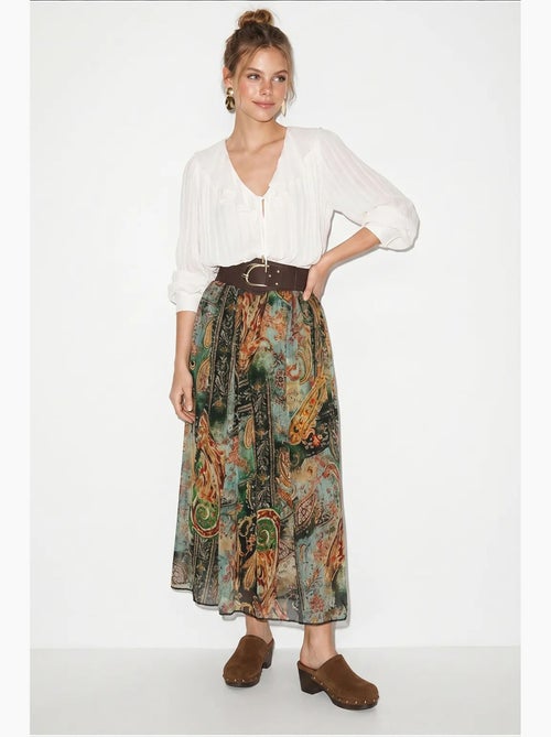 Dames hoog getailleerde paisley maxi rok lucci - Kiabi