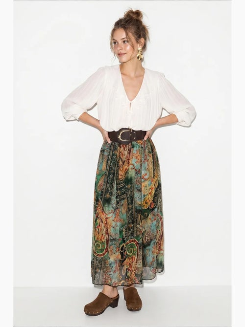 Dames hoog getailleerde paisley maxi rok lucci - Kiabi