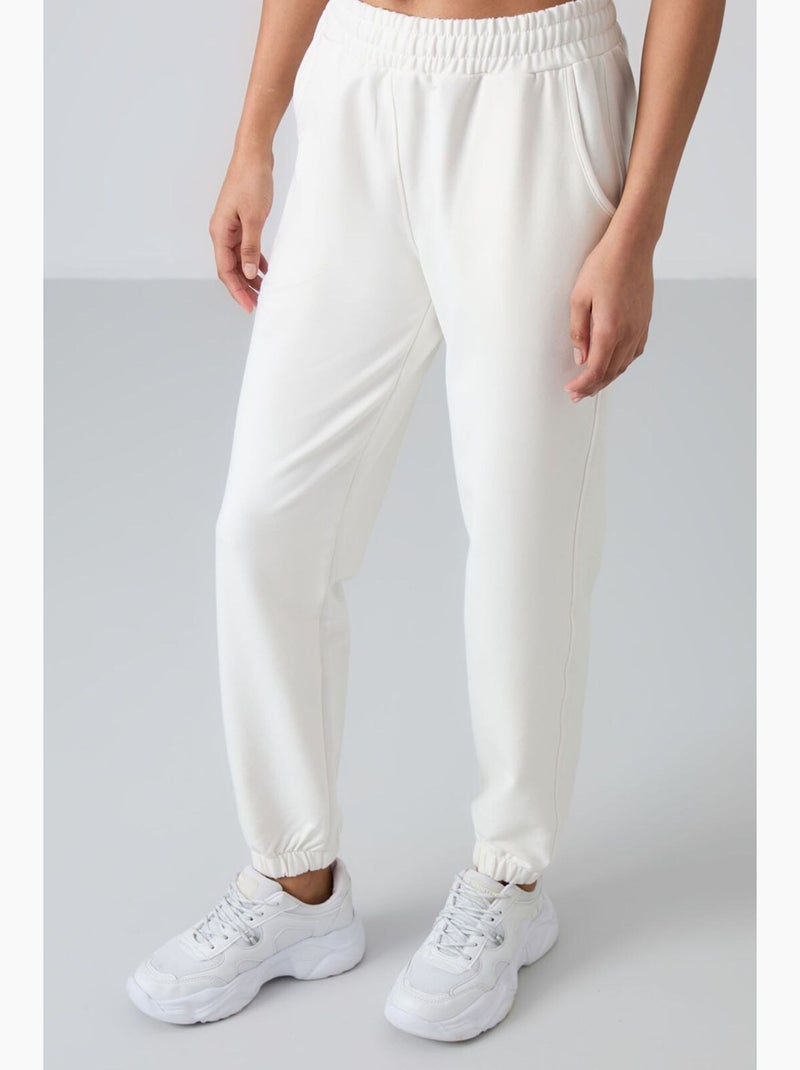 Dames jogger met hoge taille en relaxed fit tommy Wit - Kiabi