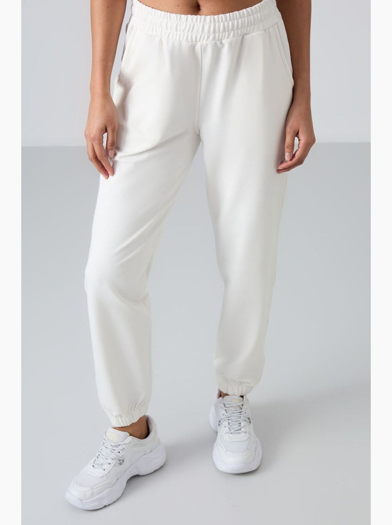 Dames jogger met hoge taille en relaxed fit tommy Wit - Kiabi
