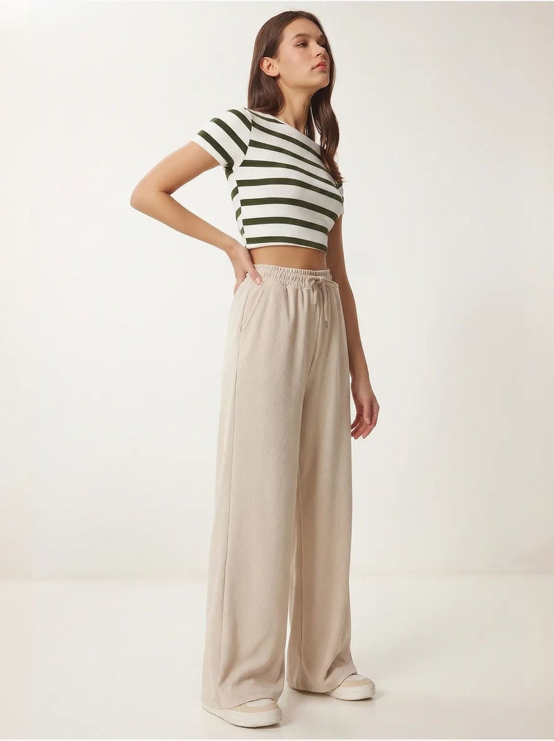 Dames jogger met wijde pijp van modal istanbul Klei-beige - Kiabi