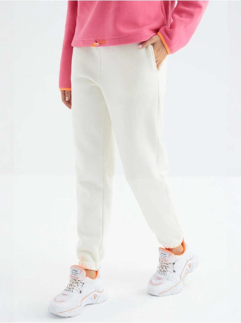 Dames jogger sweatpants met hoge taille tommy Gebroken wit - Kiabi