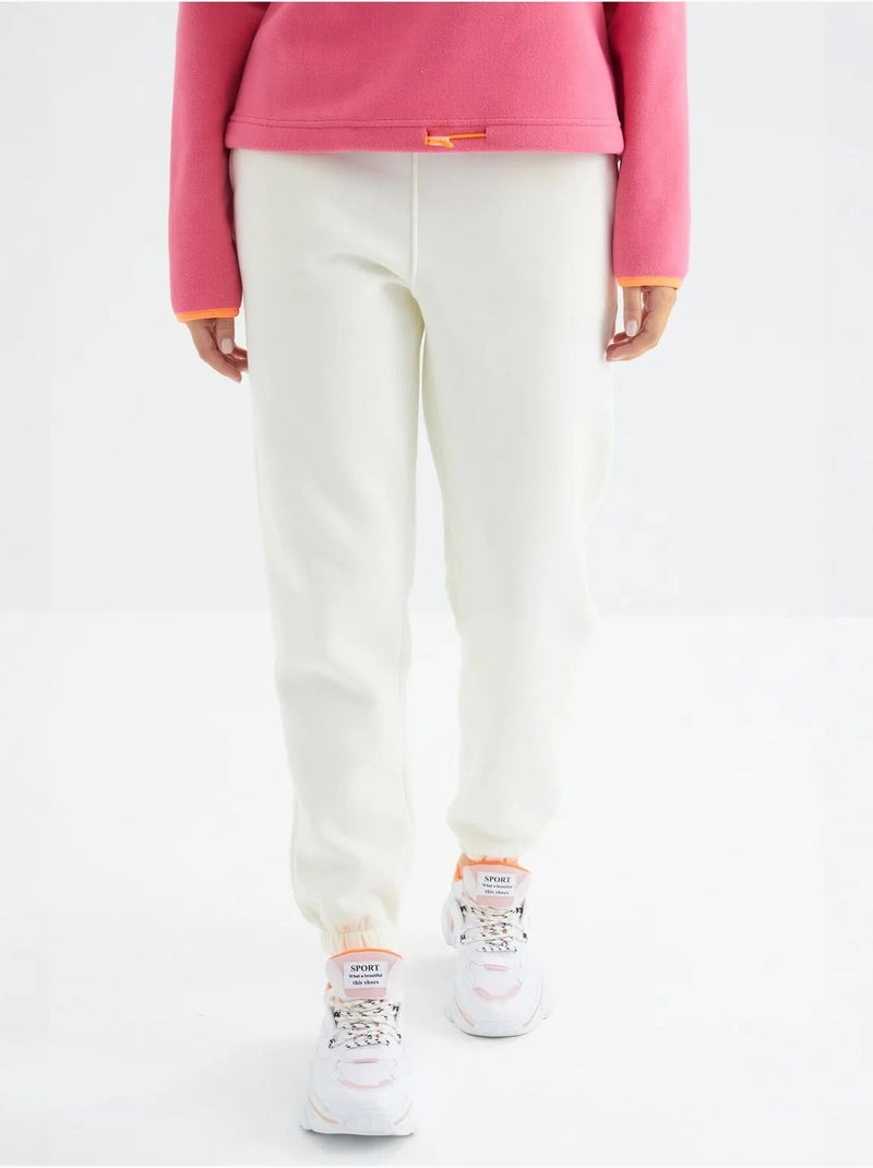 Dames jogger sweatpants met hoge taille tommy Gebroken wit - Kiabi
