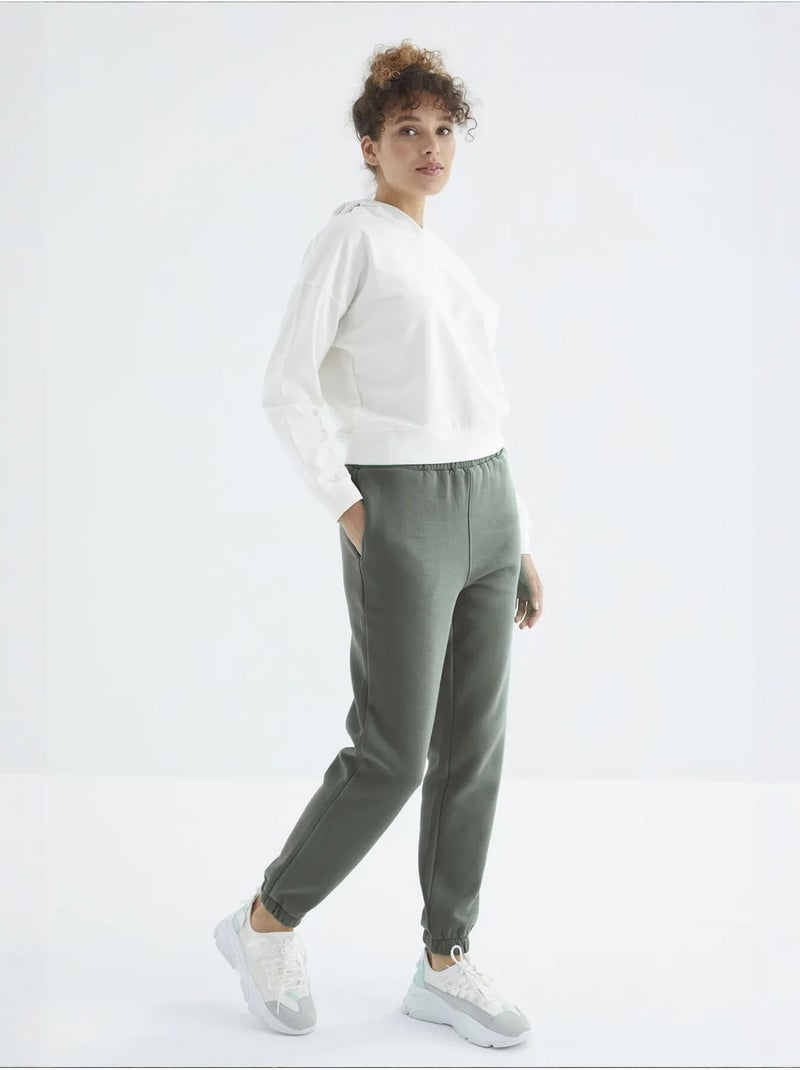 Dames jogger sweatpants met hoge taille tommy Kakigroen - Kiabi