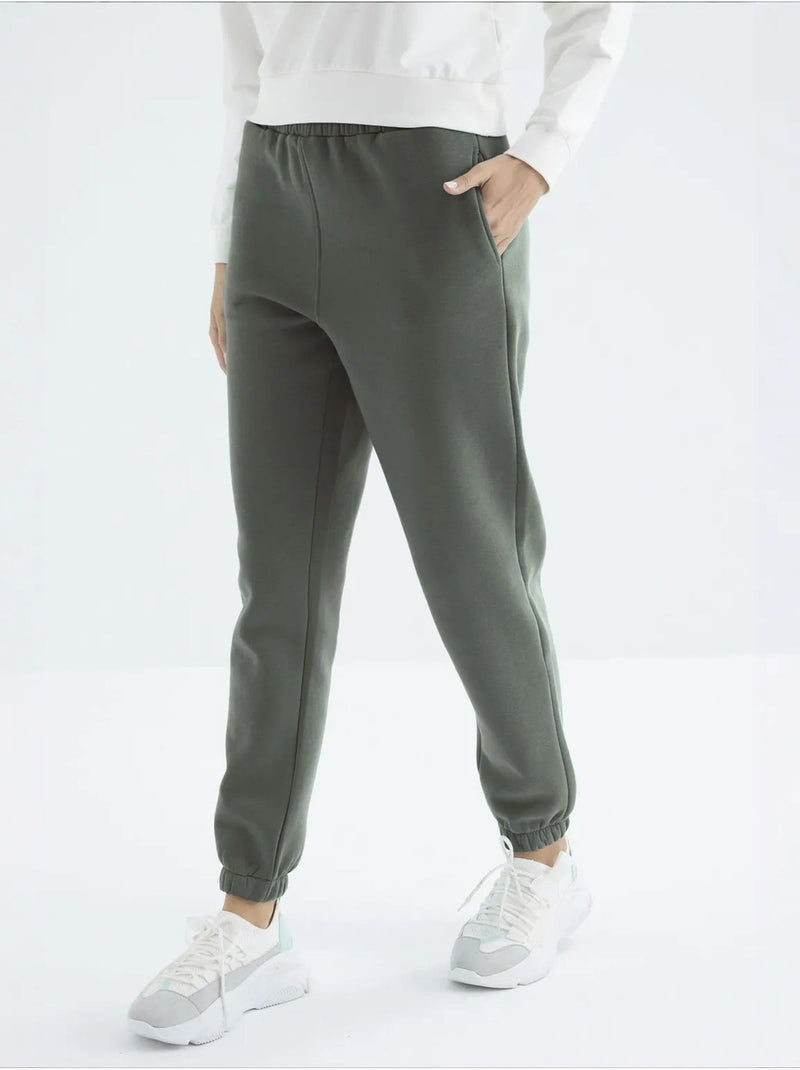 Dames jogger sweatpants met hoge taille tommy Kakigroen - Kiabi