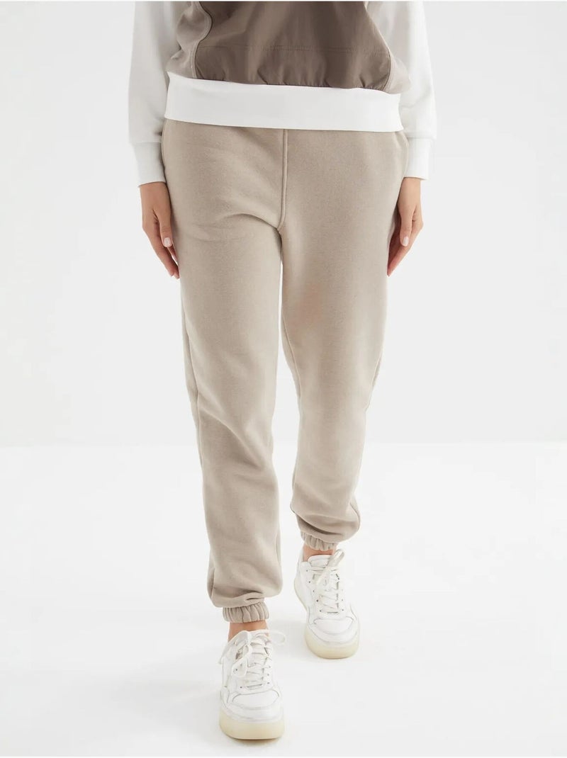 Dames jogger sweatpants met hoge taille tommy Klei-beige - Kiabi