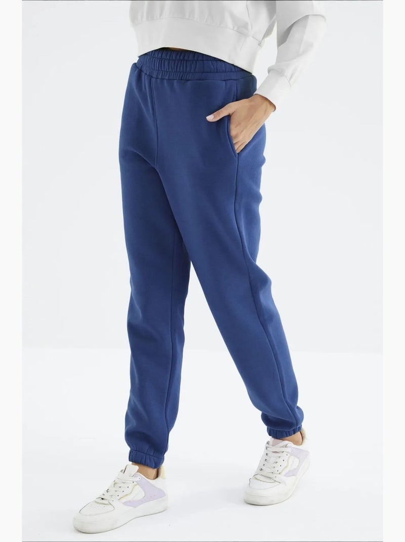 Dames jogger sweatpants met hoge taille tommy Kobaltblauw - Kiabi