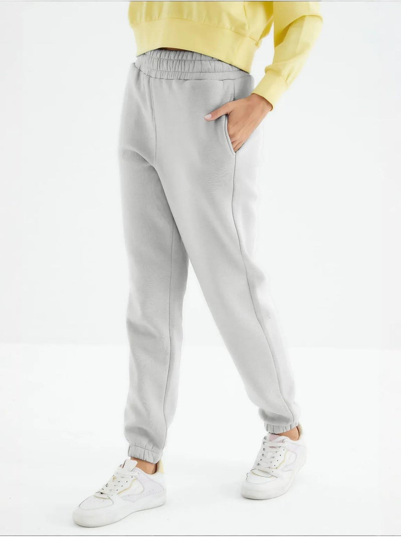 Dames jogger sweatpants met hoge taille tommy Lichtgrijs - Kiabi