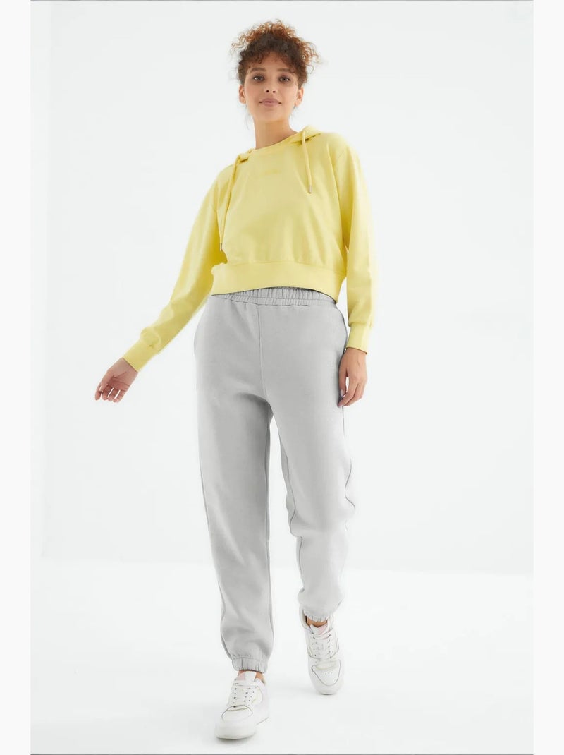Dames jogger sweatpants met hoge taille tommy Lichtgrijs - Kiabi