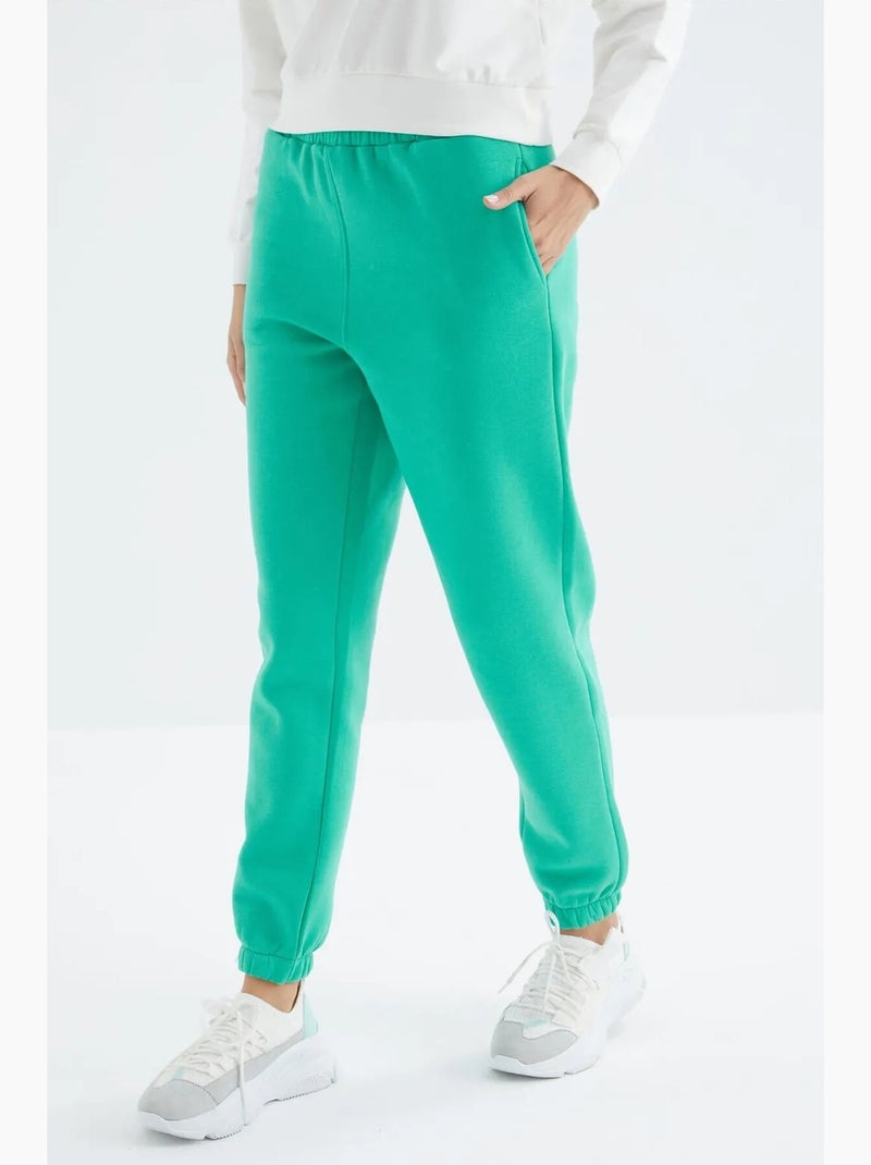 Dames jogger sweatpants met hoge taille tommy Muntgroen - Kiabi