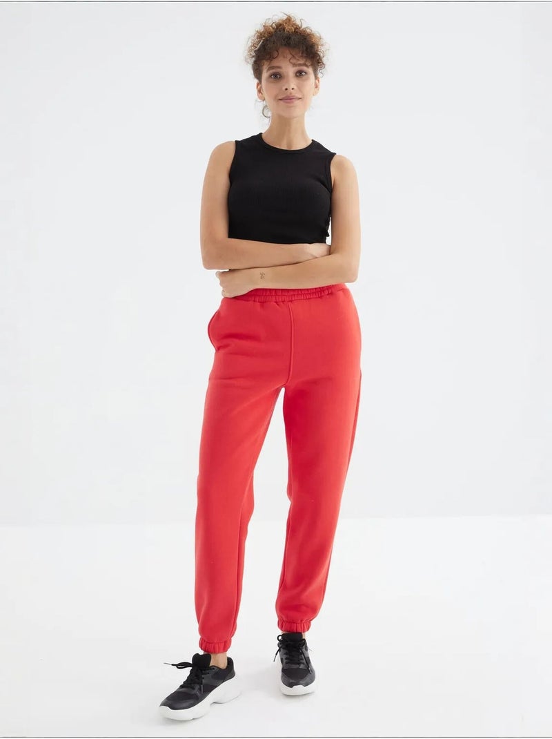 Dames jogger sweatpants met hoge taille tommy Rood - Kiabi