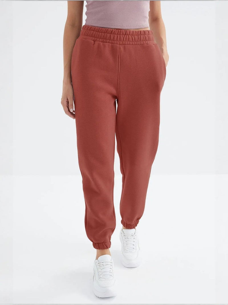 Dames jogger sweatpants met hoge taille tommy Terracotta - Kiabi