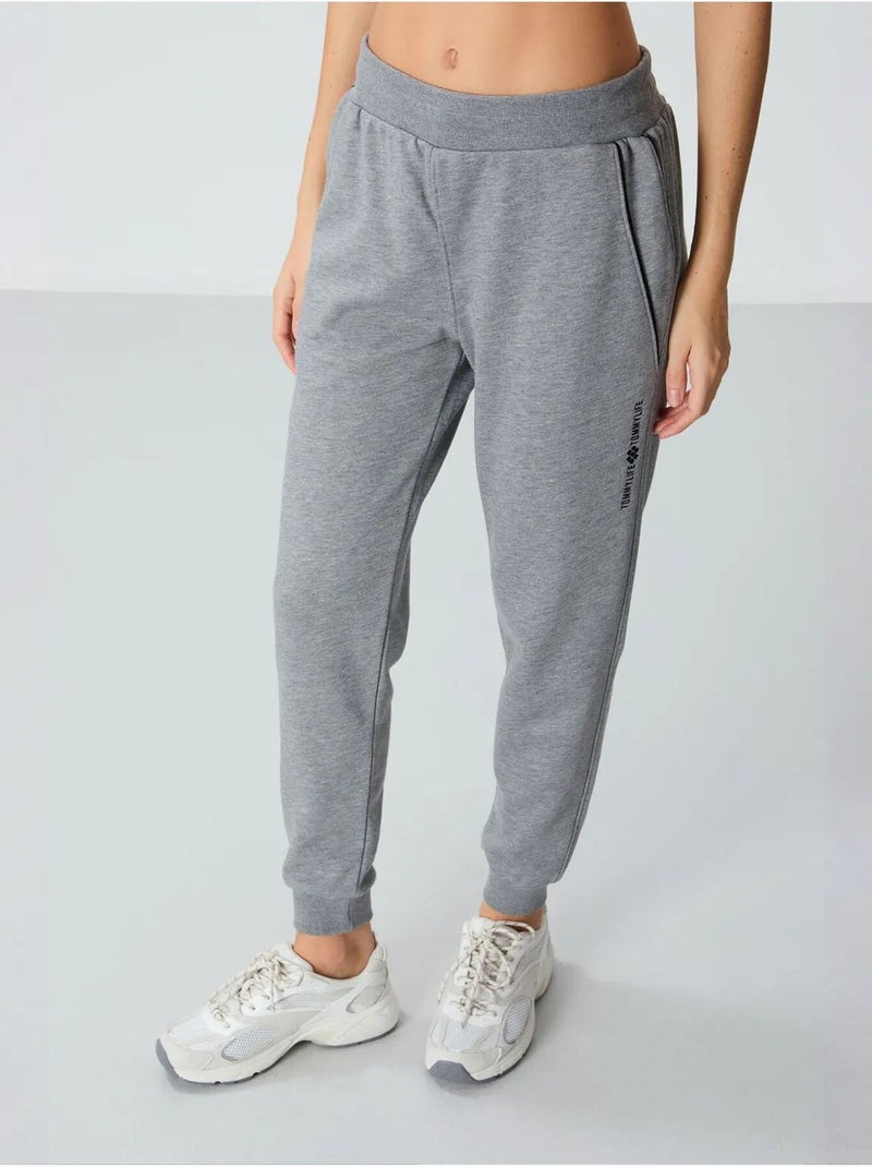 Dames jogger sweatpants van katoenmix tommy Grijs - Kiabi
