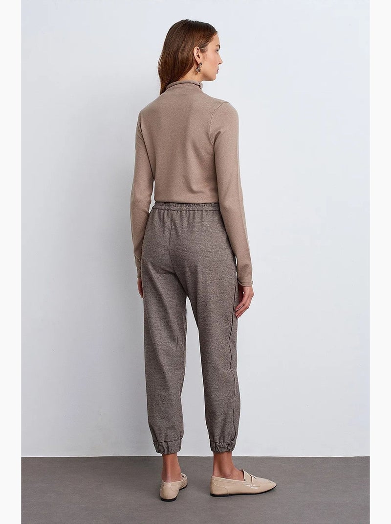 Dames joggerbroek met elastische taille dilvin Bruin - Kiabi