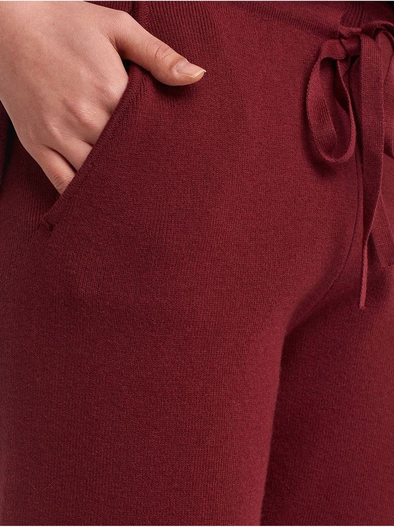 Dames joggerbroek van lurexbreisel dilvin Bordeauxrood - Kiabi