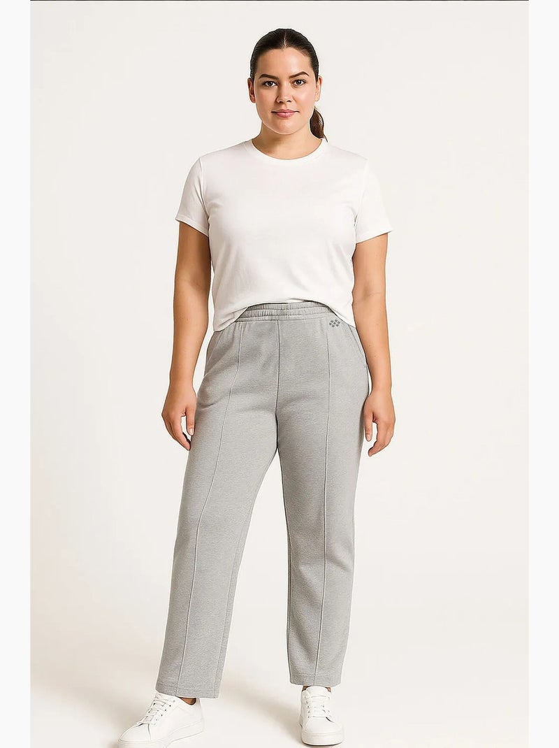 Dames joggingbroek van katoenmix tommy Blauwgrijs - Kiabi