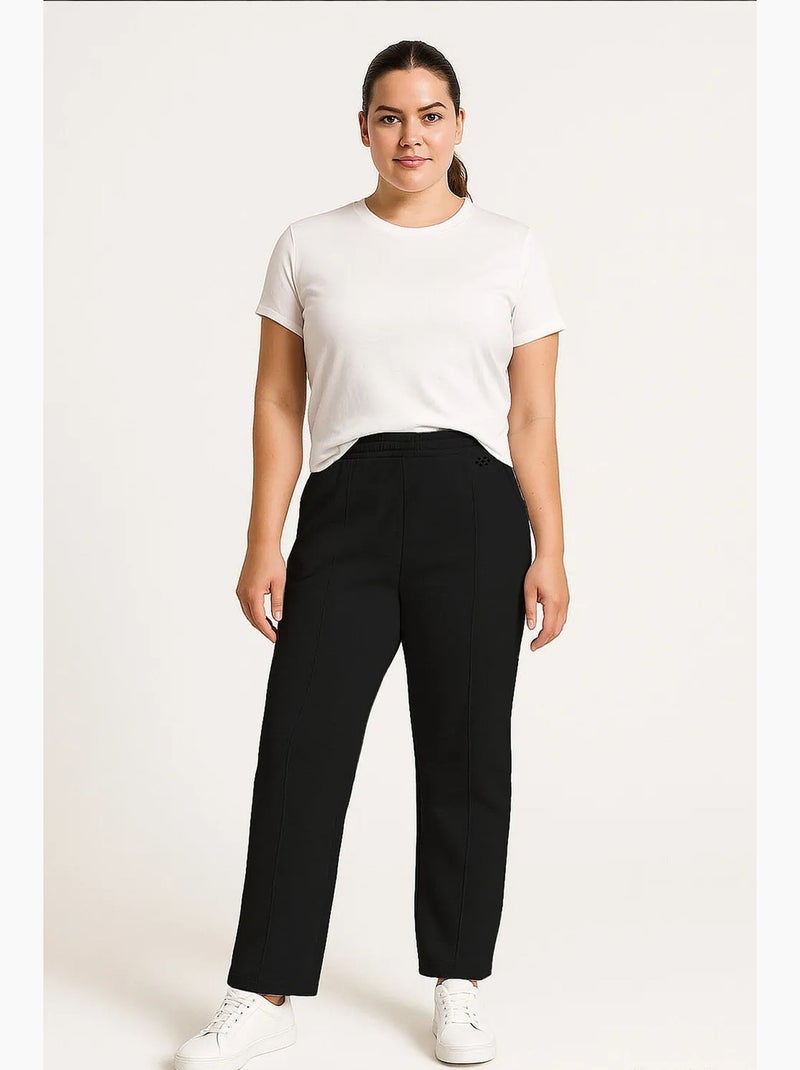 Dames joggingbroek van katoenmix tommy Zwart Grijs - Kiabi