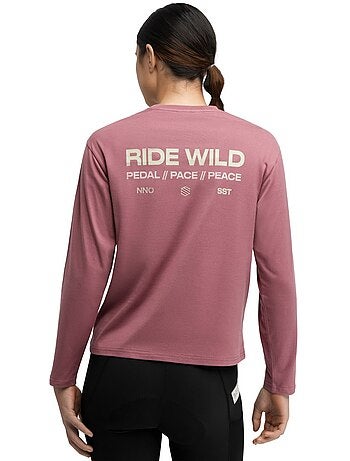 Dames katoenen gravel-t-shirt met lange mouwen